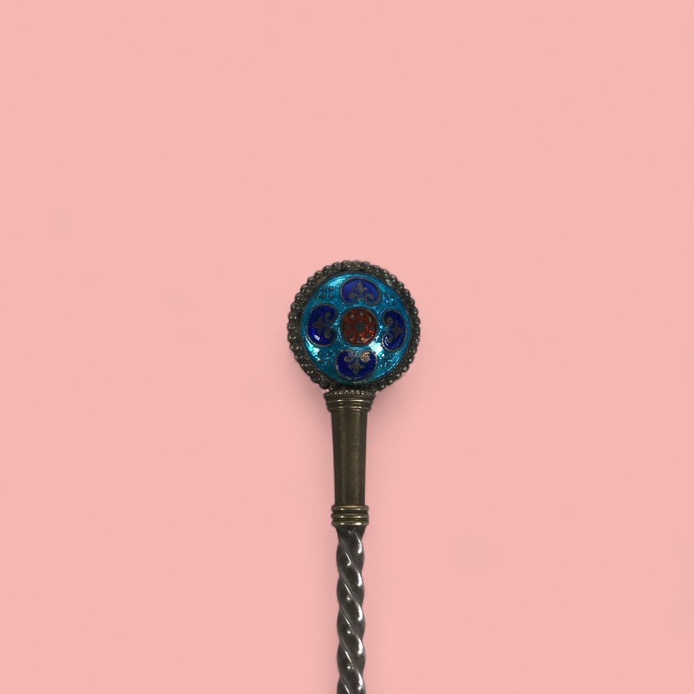 George Adam Scheid Austrian Champleve Enamel and Silver Spoon