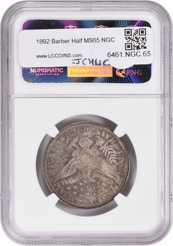 1892 Barber Silver Half Dollar MS65 NGC