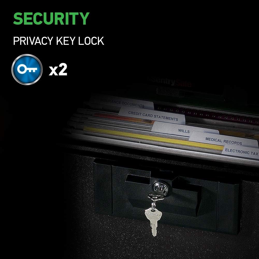 Black Fireproof Document Box W/ Key Lock Safe Secures Files & Documents