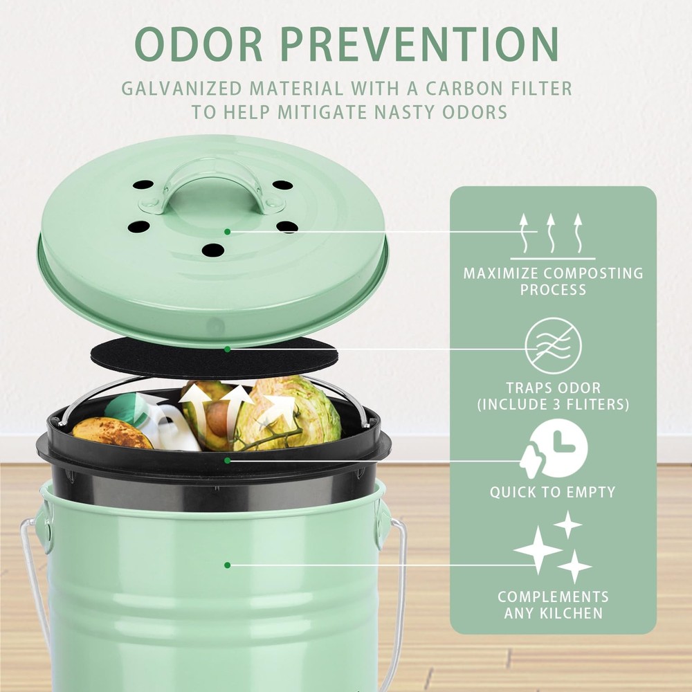 Best Vipush Compost Bin Kitchen Countertop Composter with lid Small ContainerI