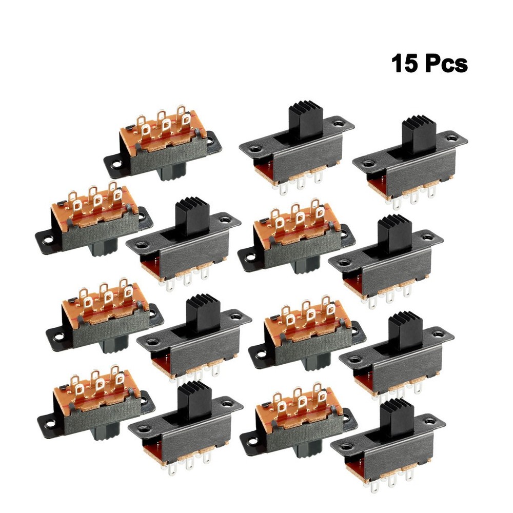 15Pcs 7mm Vertical Slide Switch DPDT 2 Positions 6 Terminal PCB Panel Latching