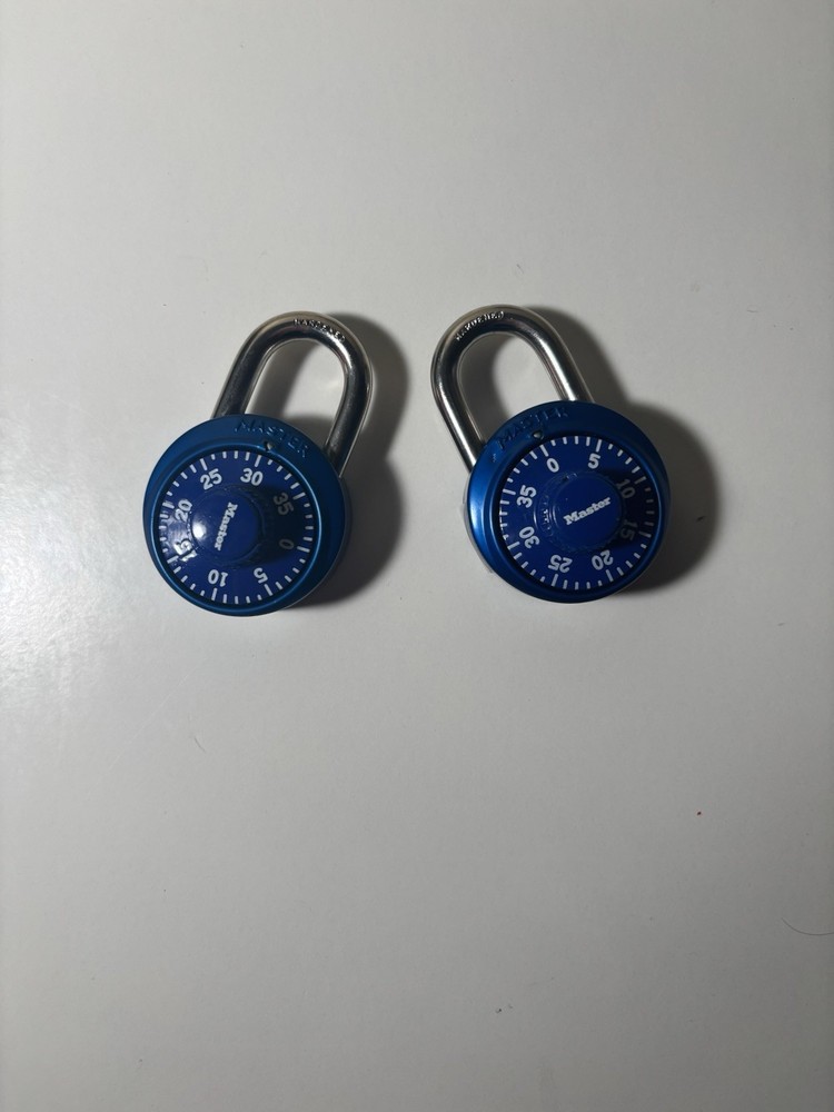 2 Blue Combination MASTER Padlocks: Hardened Steel/Security