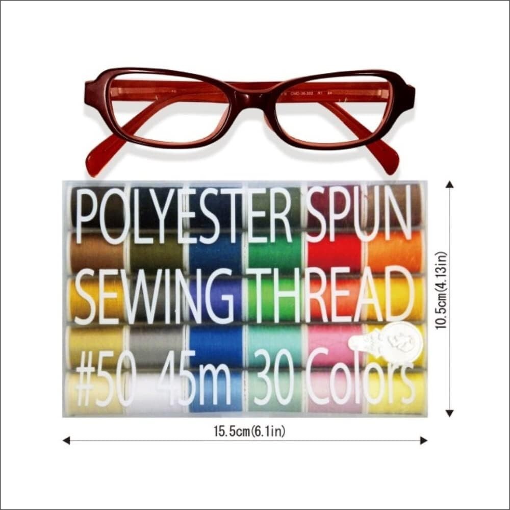 Compact 30-Color Sewing Thread Kit with Quality Needle Threader - 45m Spools