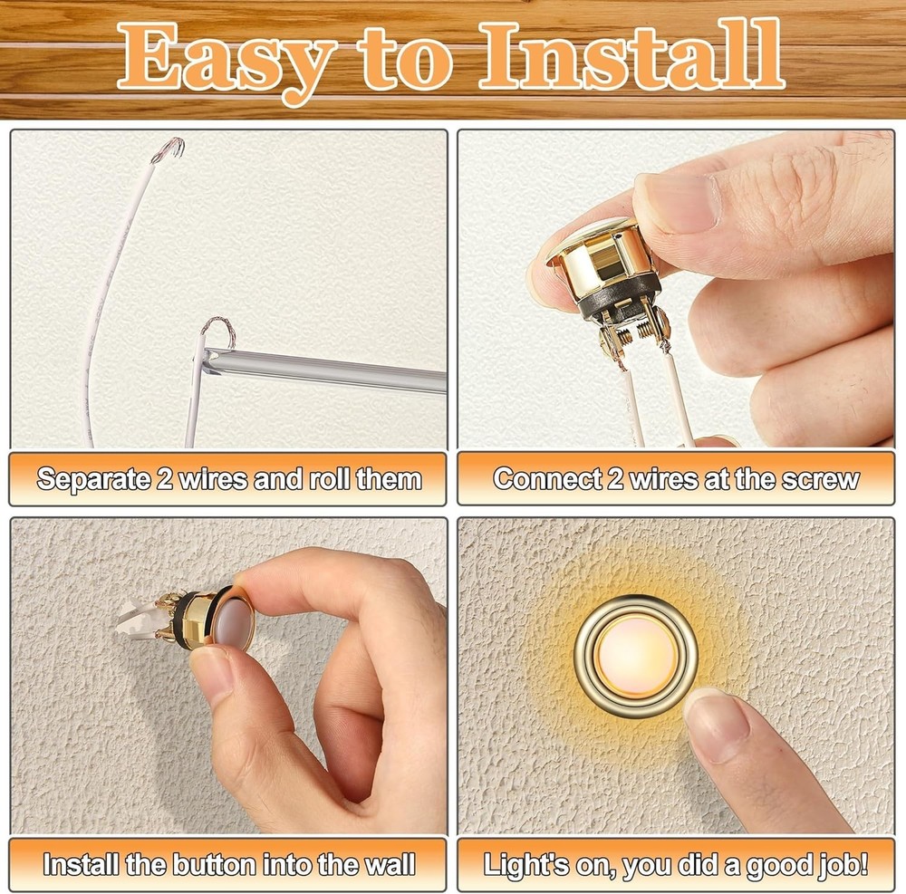 2 Pack Lighted Doorbell Button Replacement, Push Door Bell Ringer Kit Easy to In