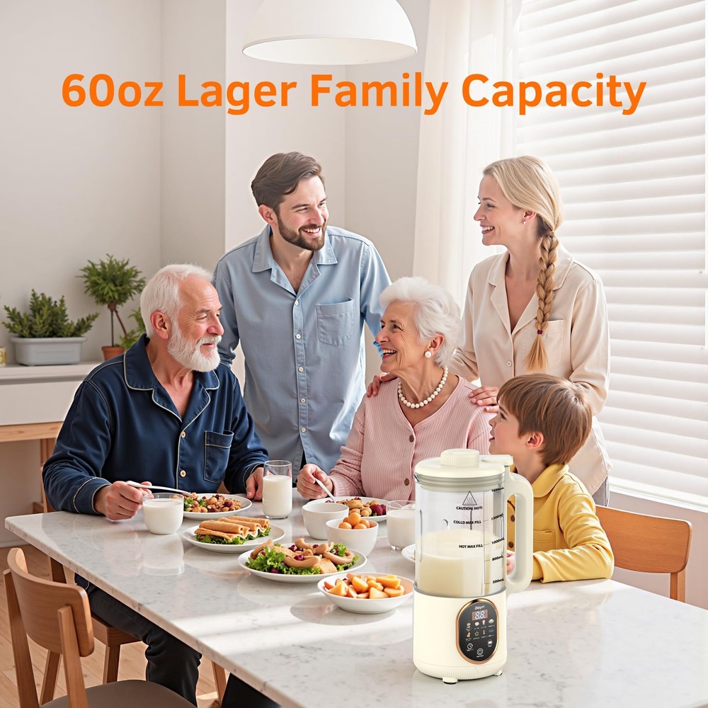 10-in-1 Automatic Nut Milk Maker Machine, 60oz Large Capacity with 𝟒𝟖 𝐓𝐢?...