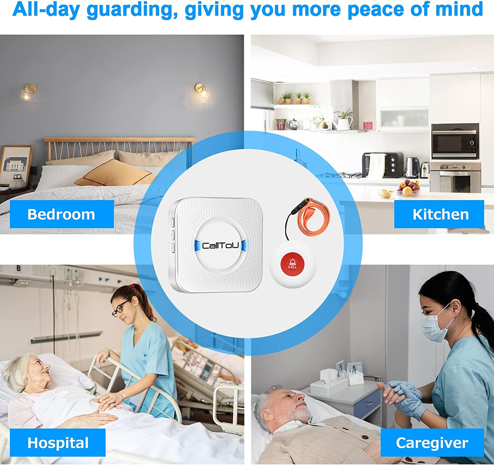 Caregiver Pager Wireless Alert Button Home Intercom System Long Range 2 Way Radi