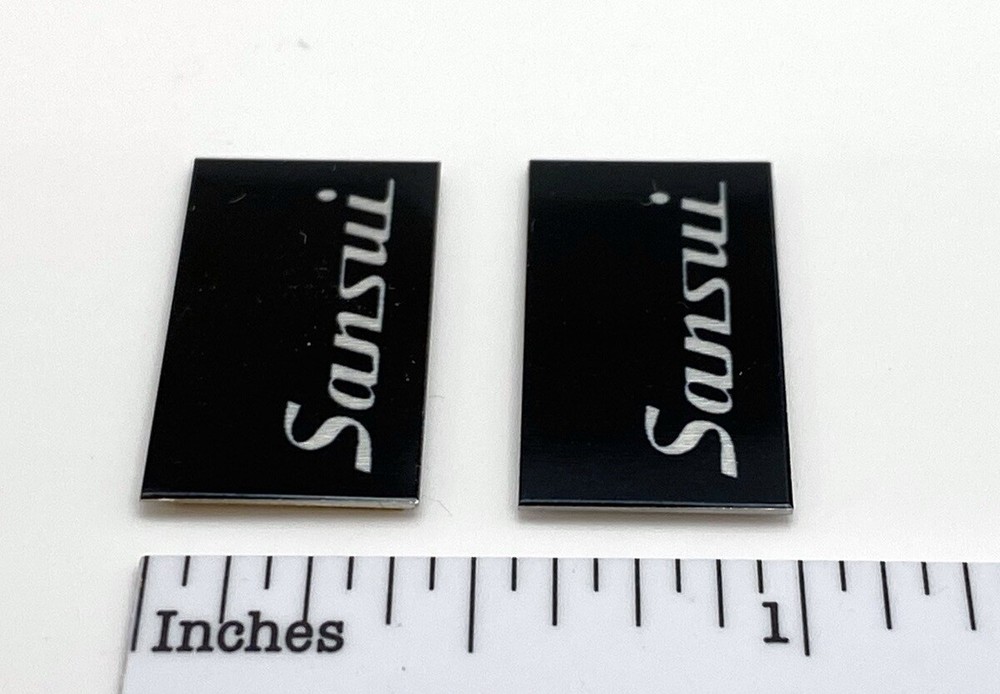Sansui Speaker Badge Logo Emblem - Black Small Version - Self Stick PAIR