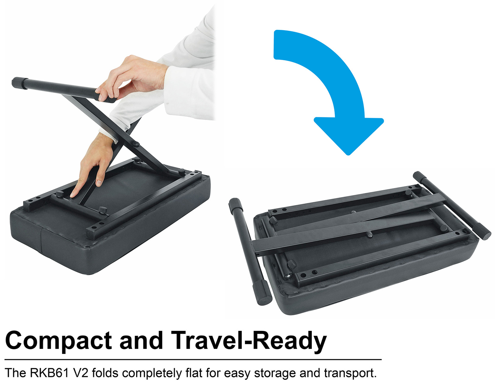 Rockville RKB61 V2 Extra Thick Padded Foldable Keyboard Bench w/ Quick-Release