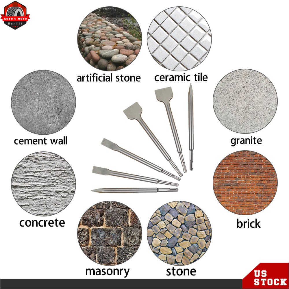 SDS plus Chisel Set Concrete Drill Bit Set Rotary Hammer Bits 6 Pcs New