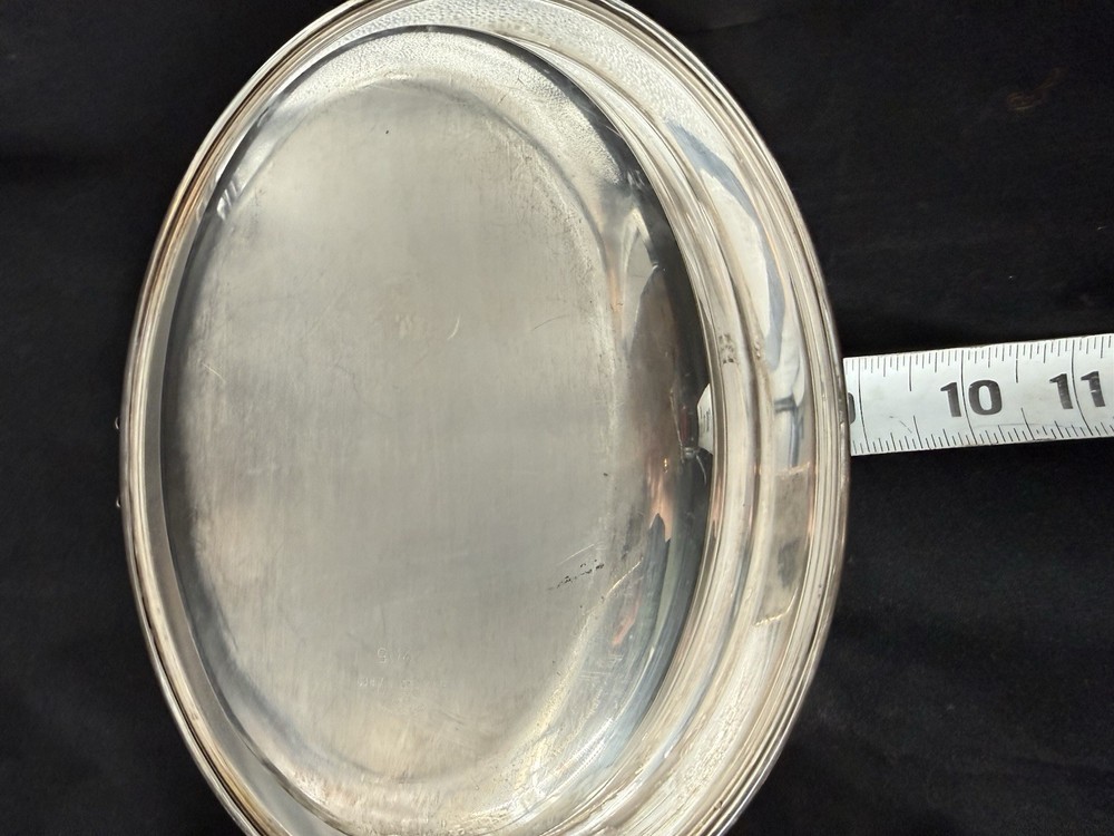 Crescent Silverware Co. Silverplate Split Serving Dish Covered W/ Glasbake