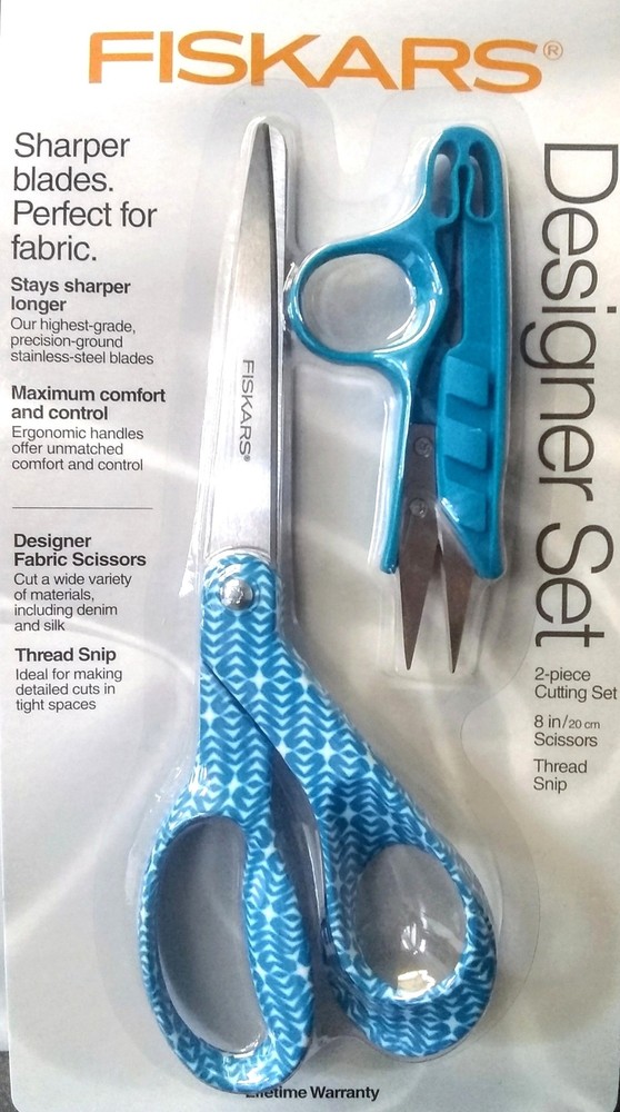Fiskars 154162-1014 2pc Cutting Set 8" Scissors & Thread Snip (Asst Color)