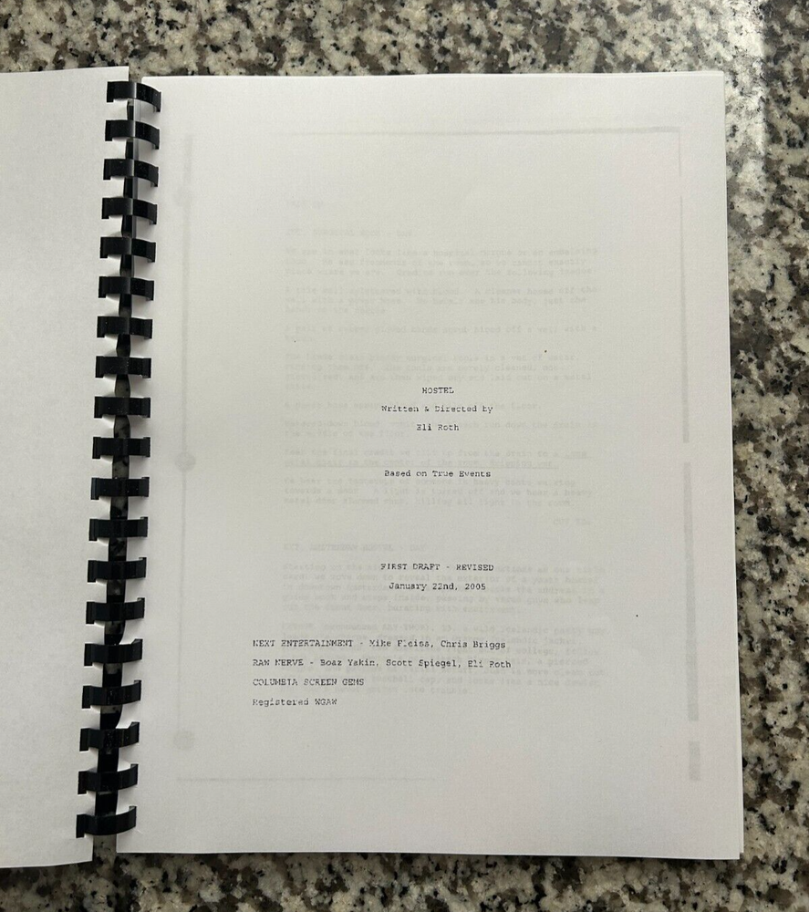 Hostel Eli Roth Horror Movie Script Reprint Full Screenplay Script