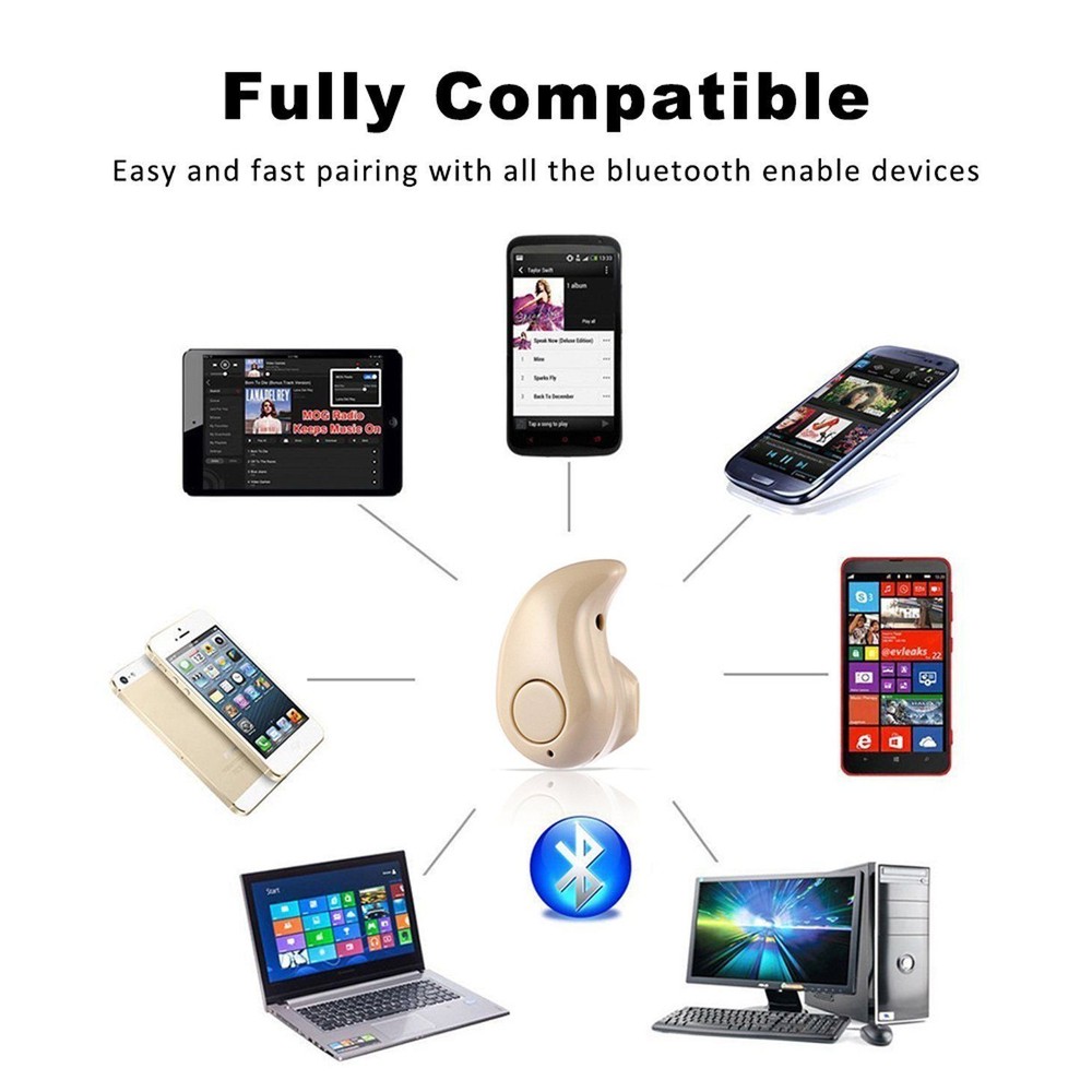 Wireless Invisible Bluetooth Mini Earphone Earbud Headset Headphone with Mic