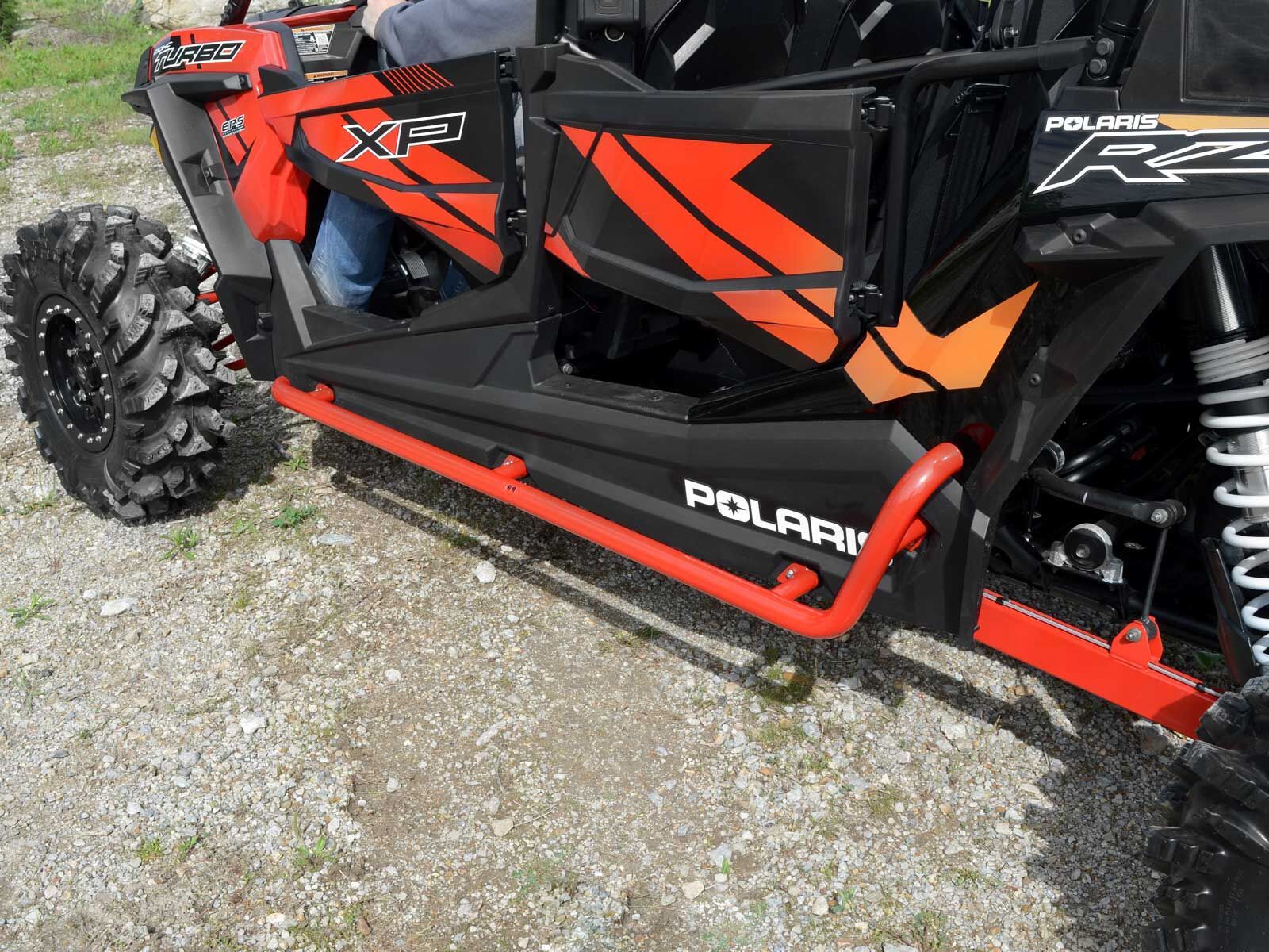 SuperATV Rock Sliding Nerf Bars for Polaris RZR XP 4 1000 (2014+) - Red