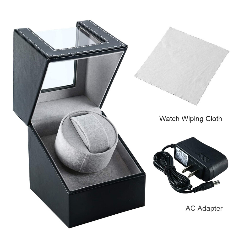 Automatic Rotation Watch Winder Leather Single Storage Display Case Box Quiet