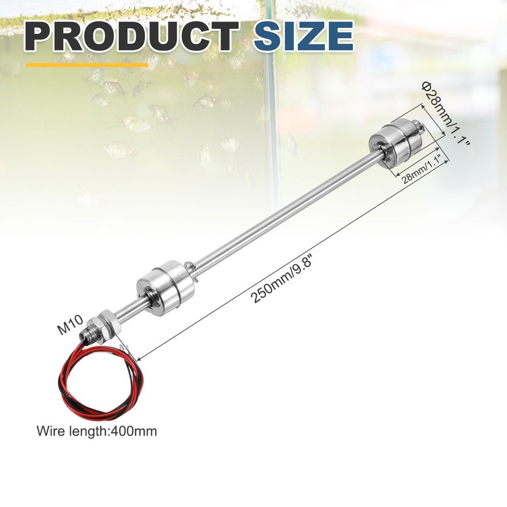 Float Switch 250mm Rod 0.5A Vertical Double Float for Pump/Alarm 1 Pcs