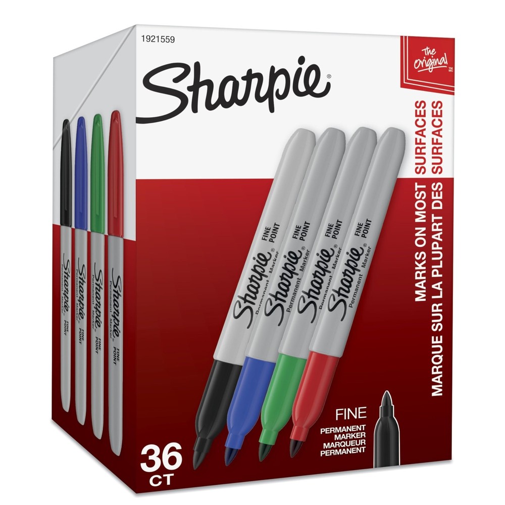 Sharpie Permanent Markers, Fine Point, 36 Count