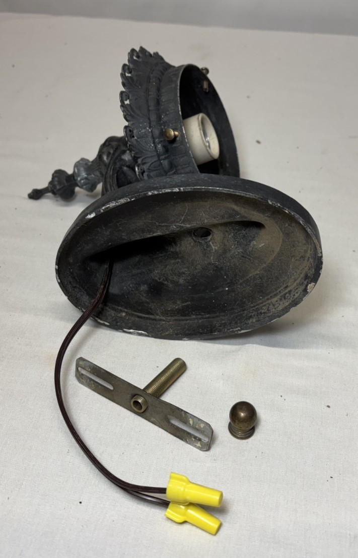 Exit Glass Light Shade Globe Vtg Wall Sconce Green Art Glass USA #L47