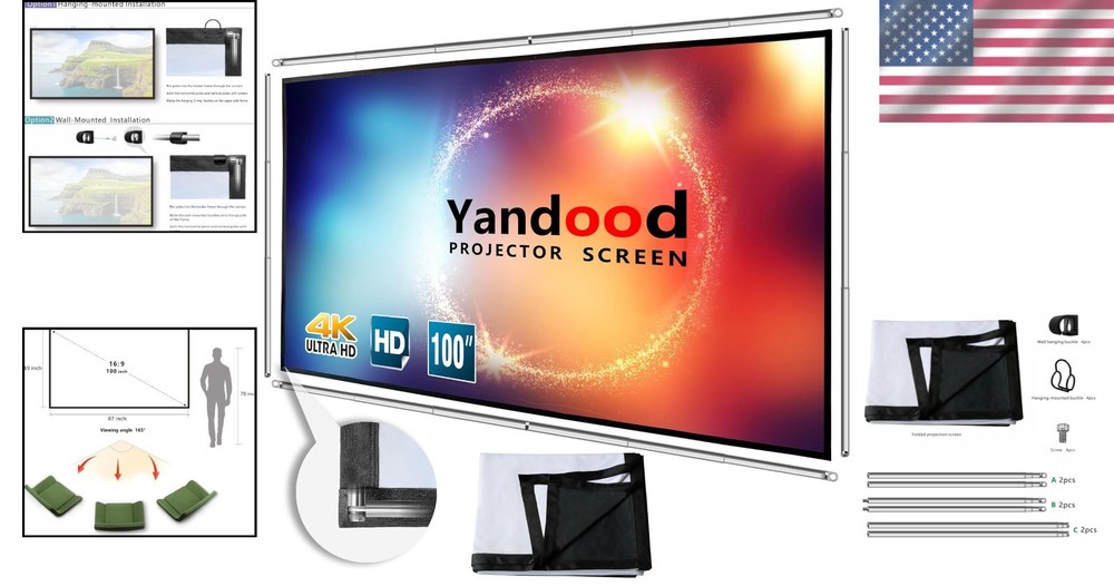 Foldable Projector Screen with Stainless Frame