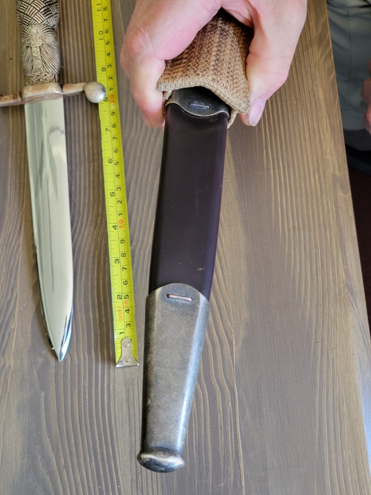 UNIQUE! Vintage Nickle Silver Dagger with Sheath & Frog! Spanish?