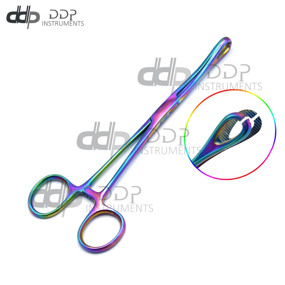 1 Pc Sponge Forceps 7'' Straight Slotted Multi Color Surgical Instruments