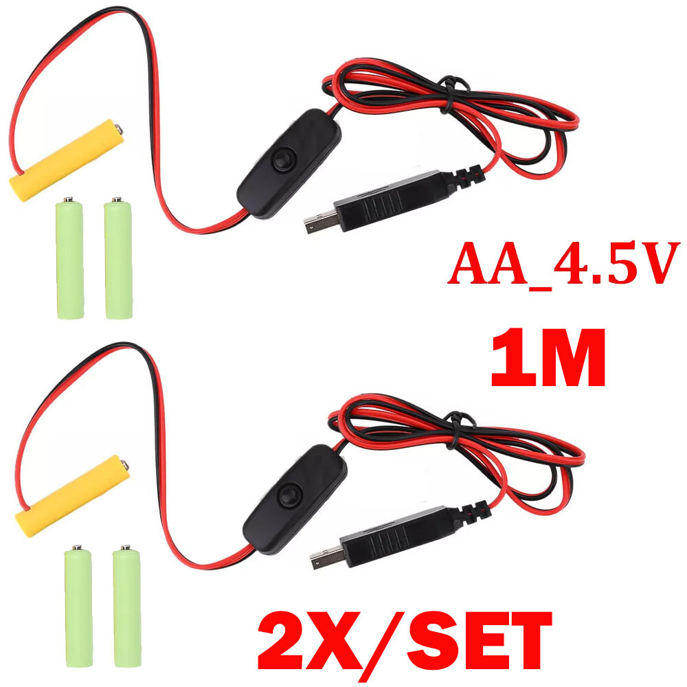 2PC/Set 4.5V AA Eliminator Cable Dummy-Battery Power Cord Replacement Cables