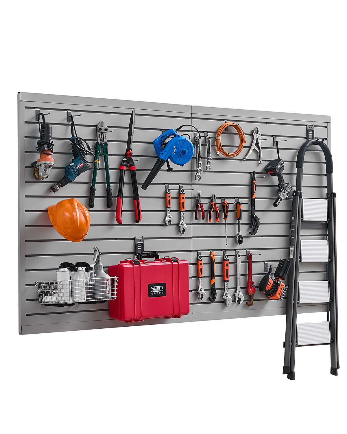 VEVOR 8 x 4 ft Slat Wall Paneling PVC Grey Garage Slatwall with Accessories