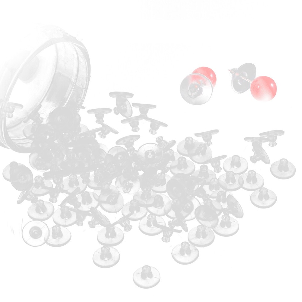 100PCS Silicone Earring Backs Stopper Cap Transparent Clear Ear Ring Accessories