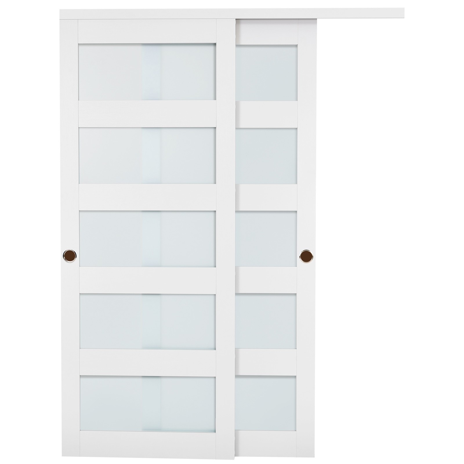Uimoso Sliding Closet Door 60"(Double 31") x 80" Frosted Glass Bypass Design