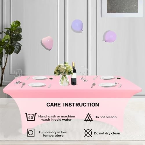 4FT Table Cloth for Rectangular Fitted Events Stretch 4 Ft - 1 Pc Light Pink