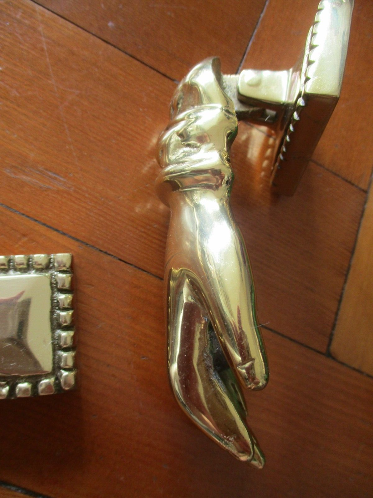 Vintage solid brass lady hand door knocker