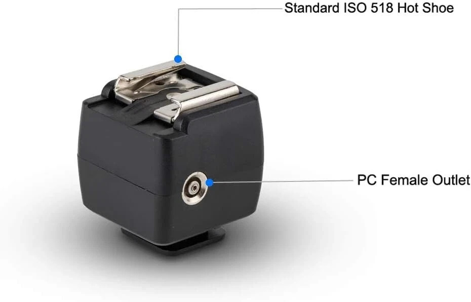 Optical Flash Slave Trigger JJC Hot Shoe Sync Adapter with PC Socket Sensor