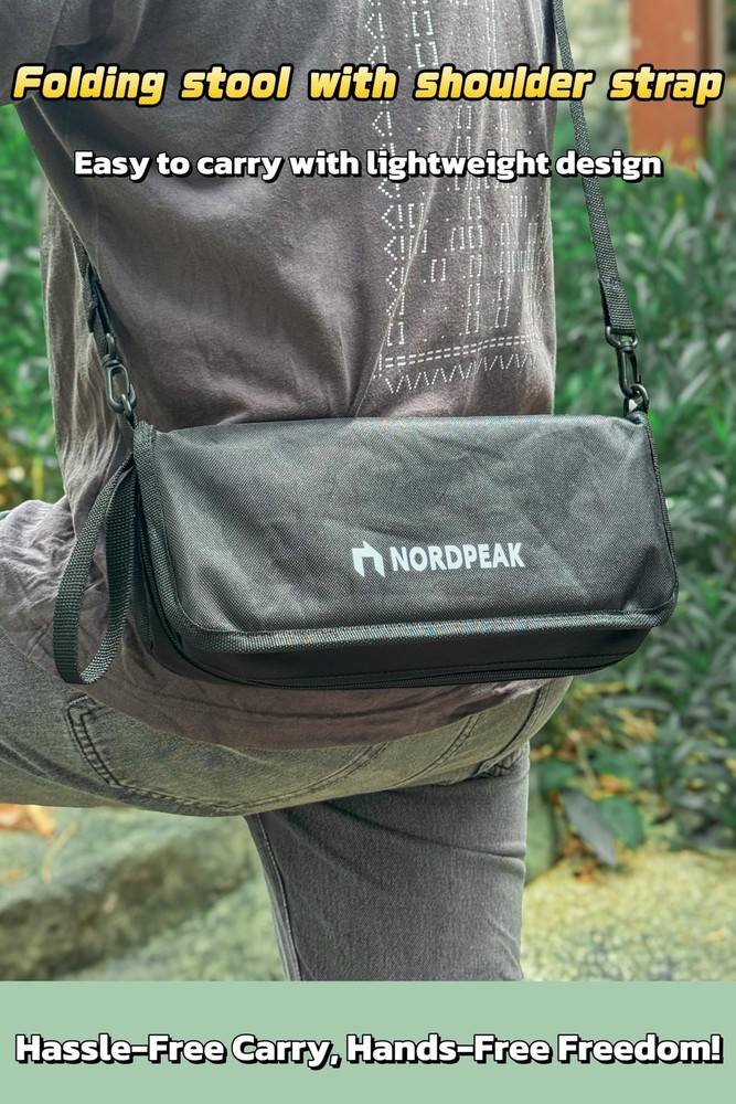 Compact Foldable Stool with Shoulder Strap, Heavy Duty 350lbs Support, Lightw...