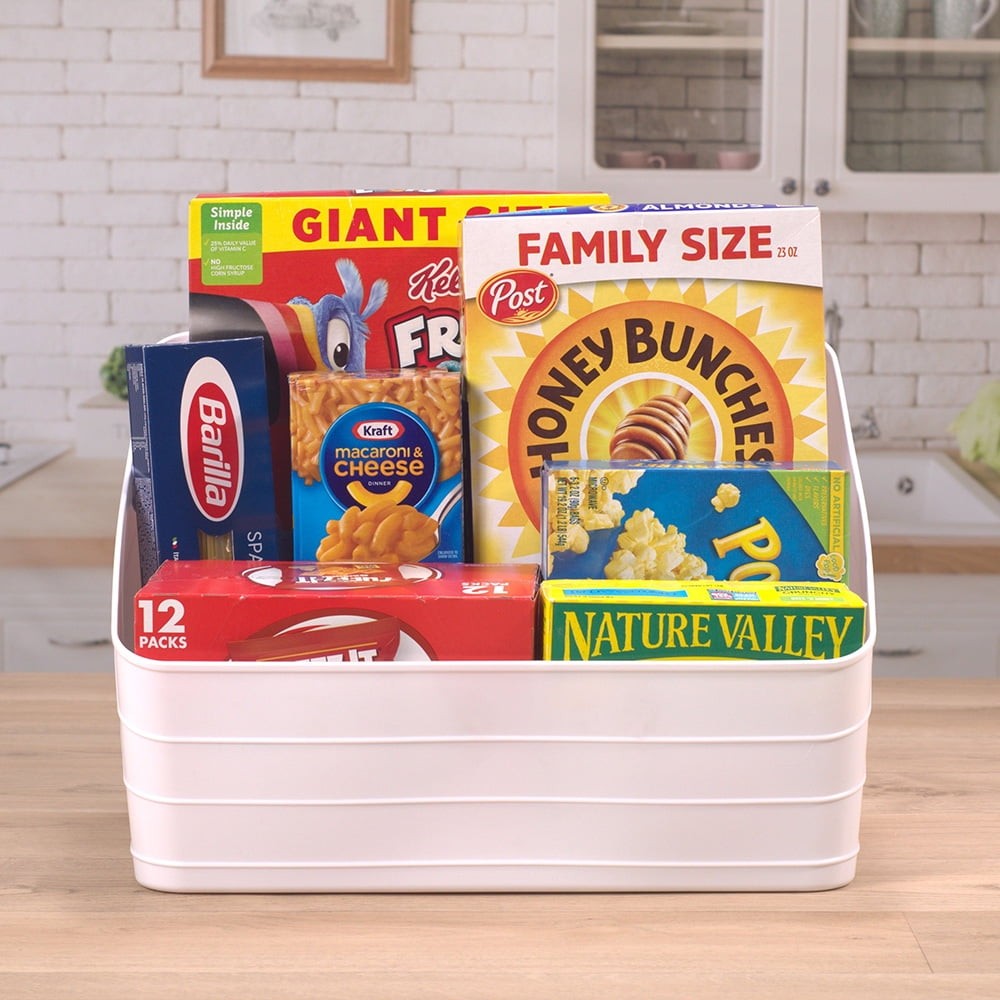 Flexible Plastic Closet Bin, White, 4 pack