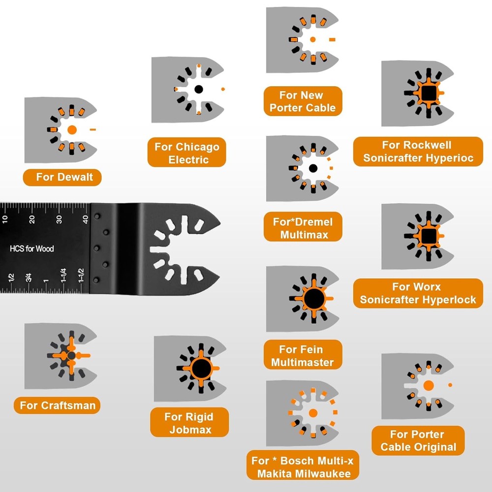50 Pack Oscillating Tool Blade - Universal Titanium Multitool Blades, Black