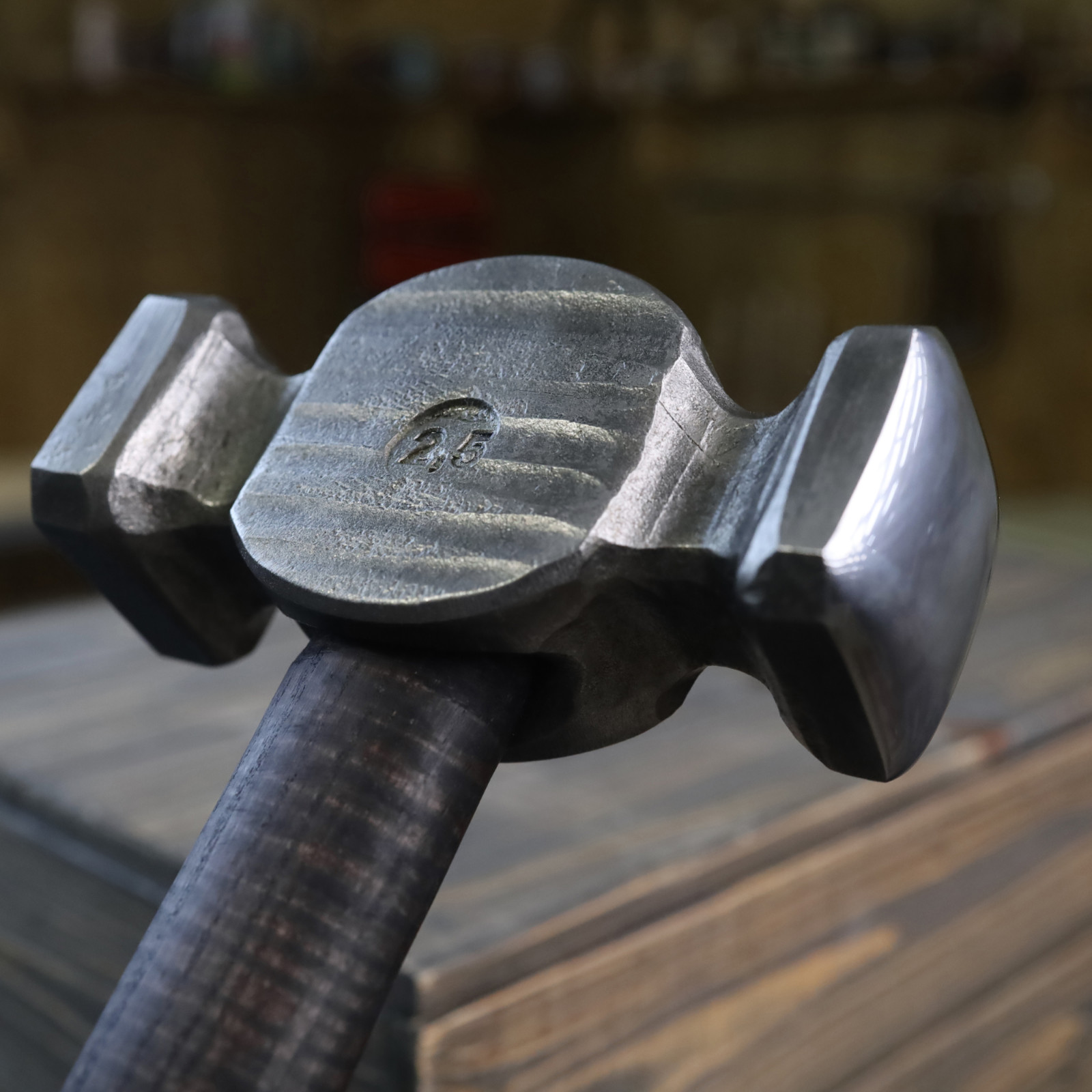 Blacksmith Rounding Hammer 2.5 lb Hand Forged C70W2 Steel Ash Handle Double Face