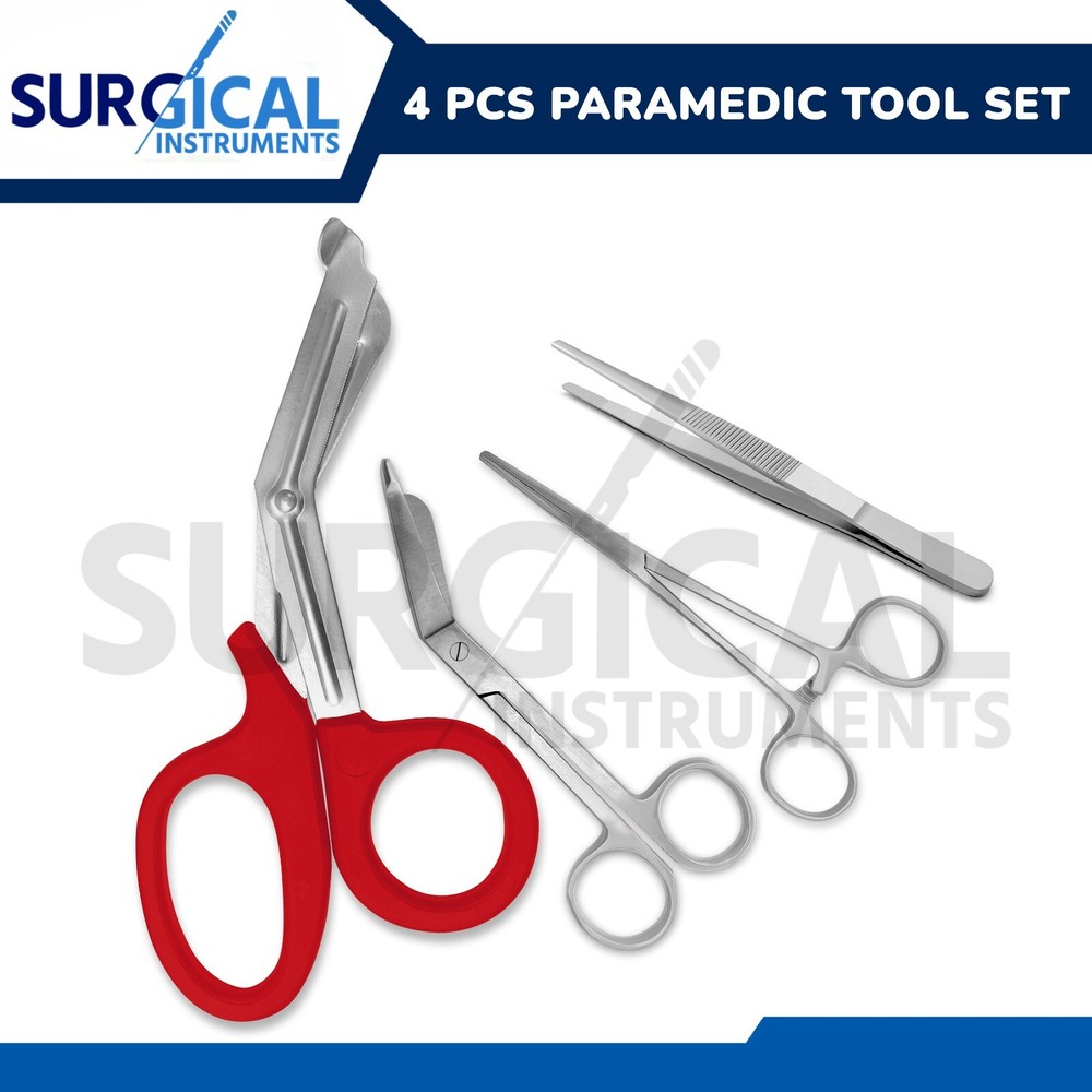 4 Pcs First Aid Paramedic Tools Set Kit For Nurses Surgical Instruments ( Red )