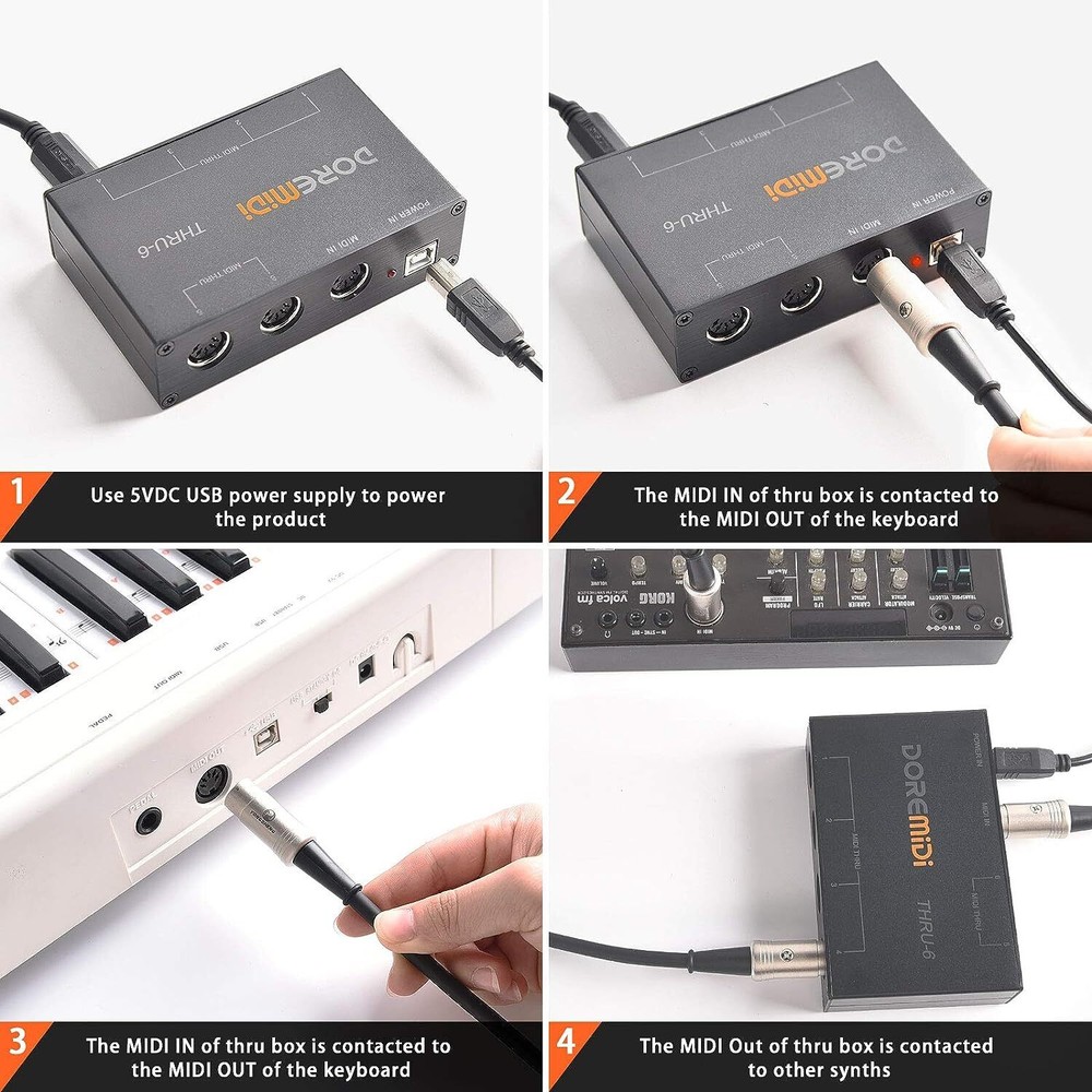 MIDI THRU-6 Box MIDI Interface Standard Five-pin Interface Musical Instrument