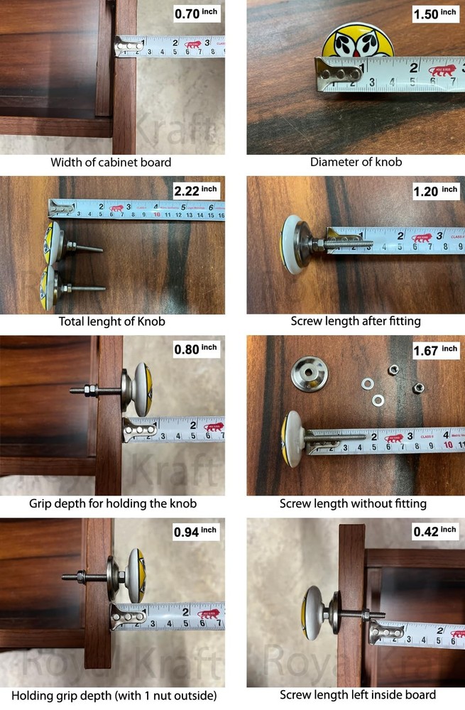 Vintage Grey Printed Ceramic Pull Knobs for Kitchen Cabinet, Door & Drawer, W...