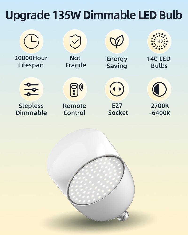 Softbox Light Kit 2700-6400K 100V-240V AC E27 LED Bulb Continuous Light 2Pack