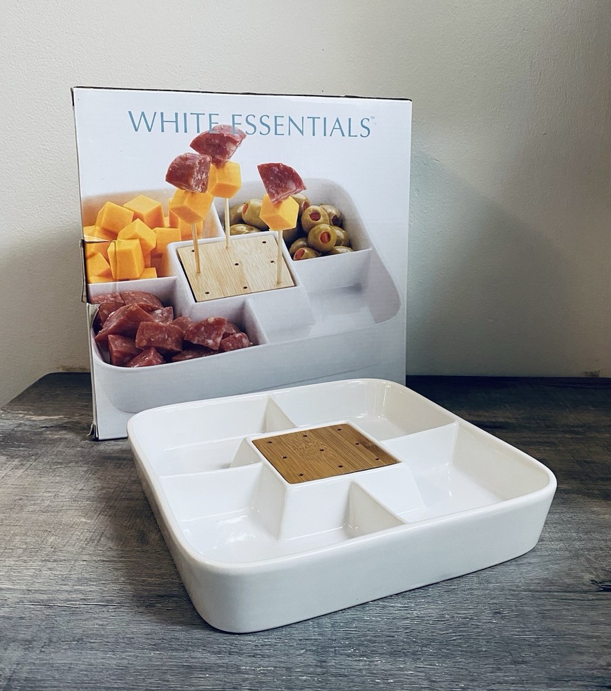 White Essentials Sectioned White Stoneware Server Serving Essential