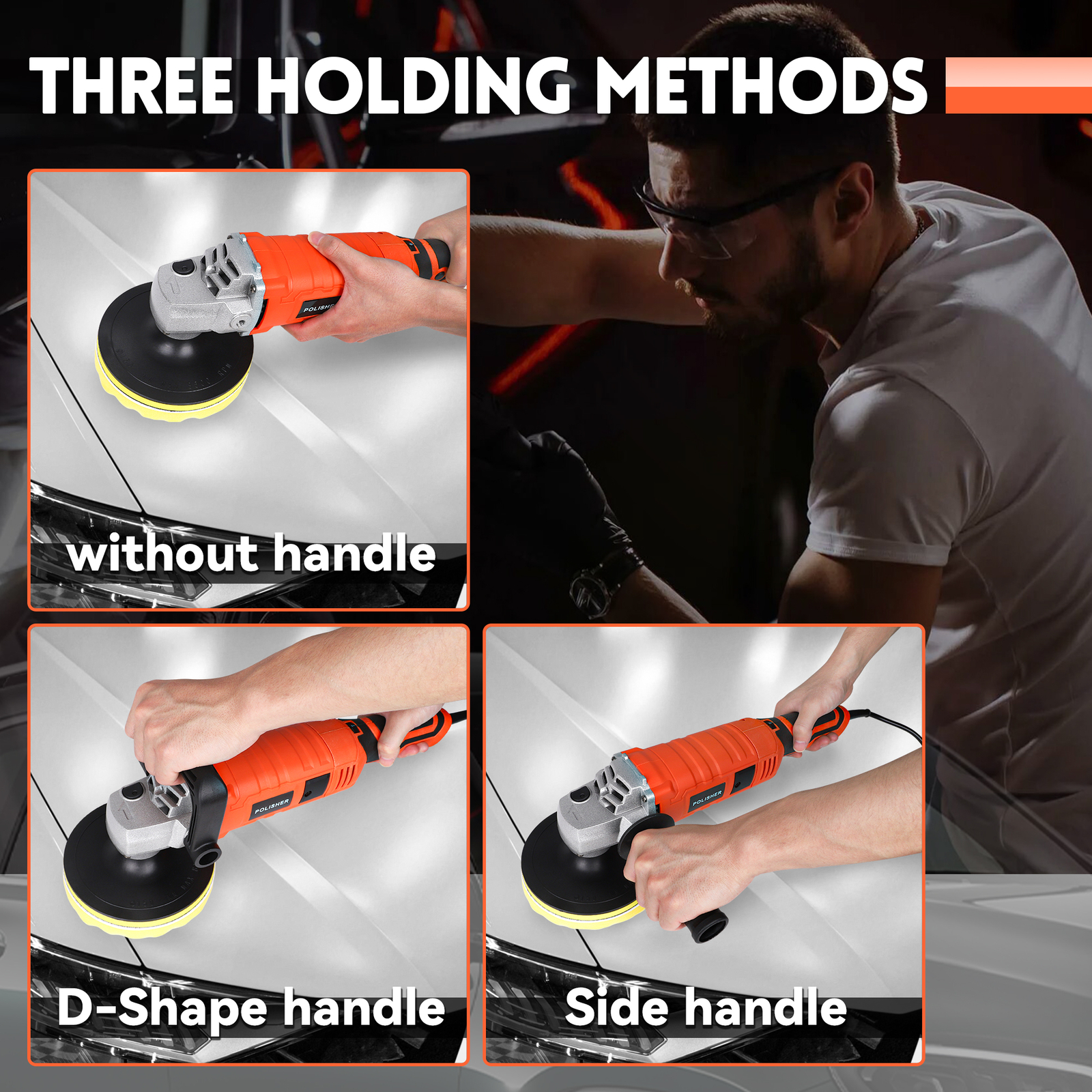 Car Buffer Polisher Waxer 7-Speed Rotary 6" + 7" Backing Plate Polishing Machine