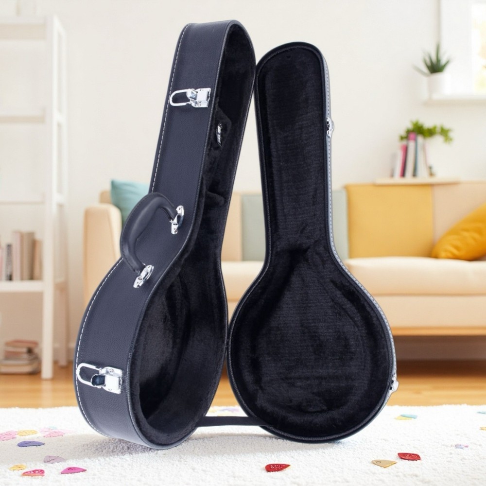 A-Style Mandolin Hardshell Case - Contoured Padded Lockable Black Finish