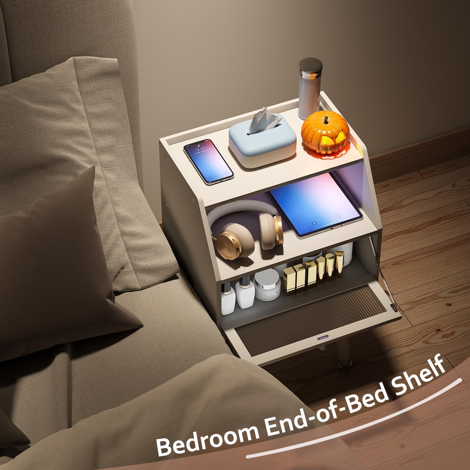 Mid Century Modern Nightstand Side Table End Table Bedside Table 2-Layer Stor...