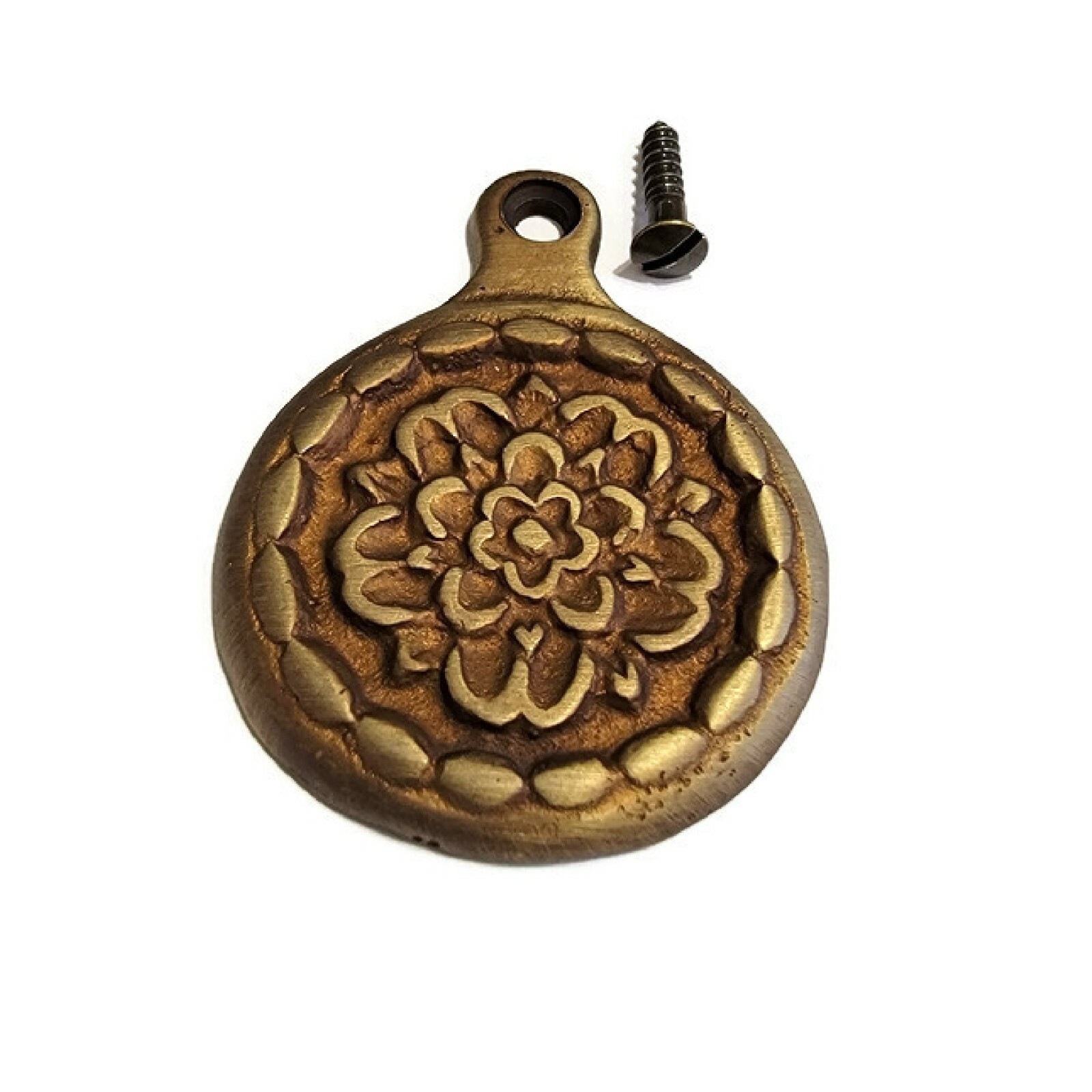 Brass Bed Bolt Cover Antiqued Brass Finish Solid Brass 1 5/8"