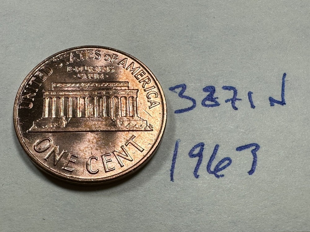 1963 Lincoln Memorial Cent Penny 3871N