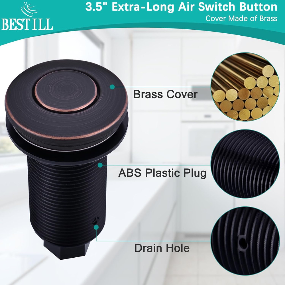 Garbage Disposal Air Switch Button Oil Rubbed Bronze Sinktop Push Button Kit