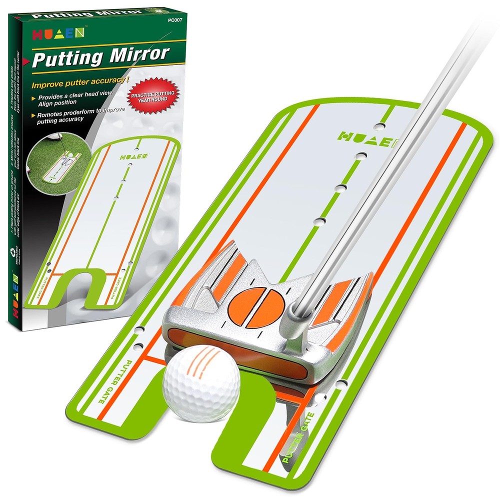 Golf Putting Alignment Mirror, 12L x 6W, Portable, Training, Aid, Practice, Tool