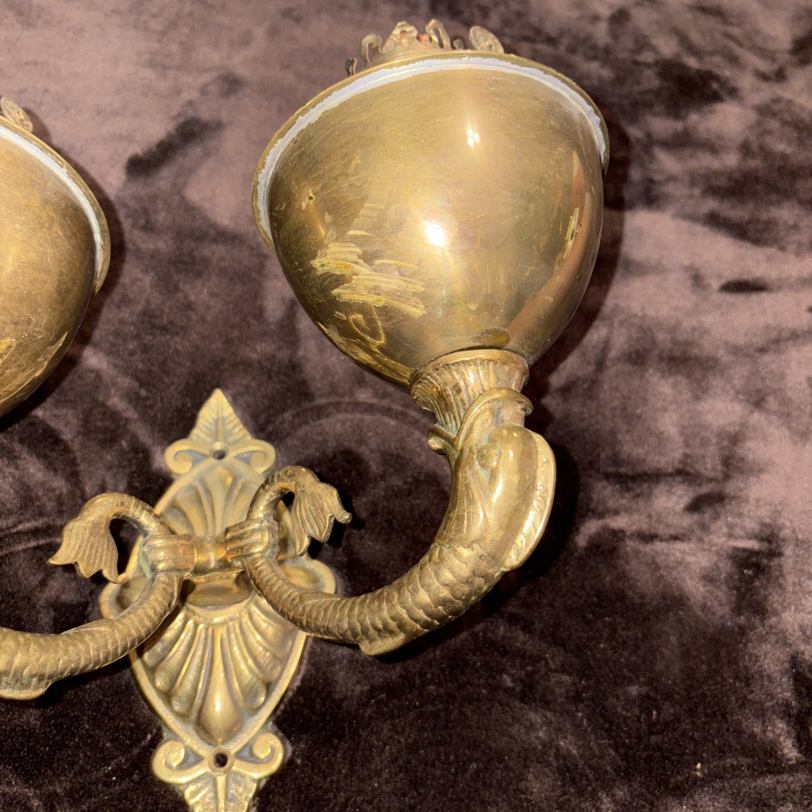 Vintage Lamp 2 Arm Double Wall Mount Oil Light Sconce Sea Monster Dolphin Koi