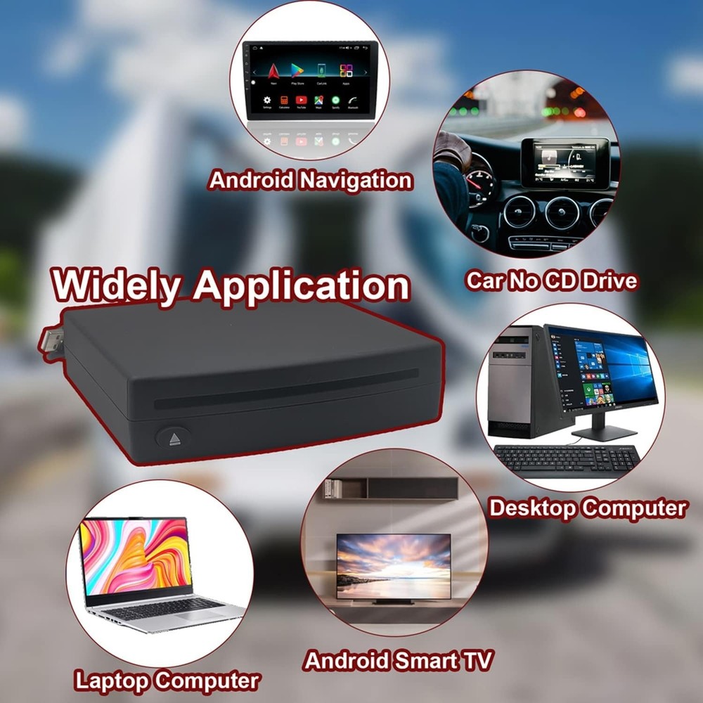 External USB Car CD Player Portable for Car Android Navigation and Radio